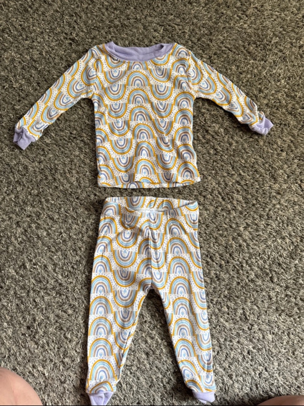 Carter's White Rainbow Print Pajama Set with Lavender Trim